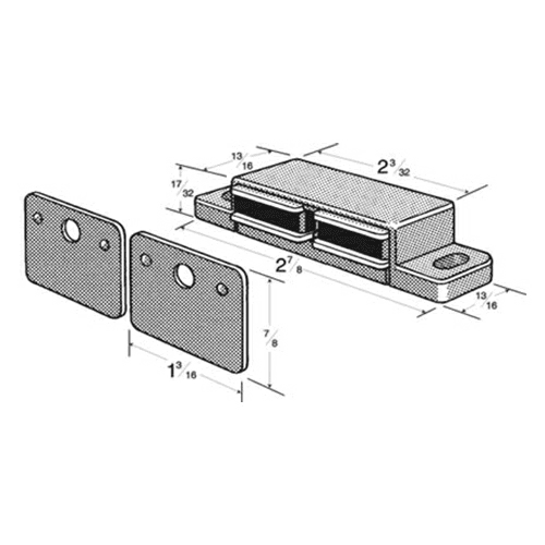 1015 Double Magnetic Catch with Strike Plate/Screws, White Polybag - Alt Image 2