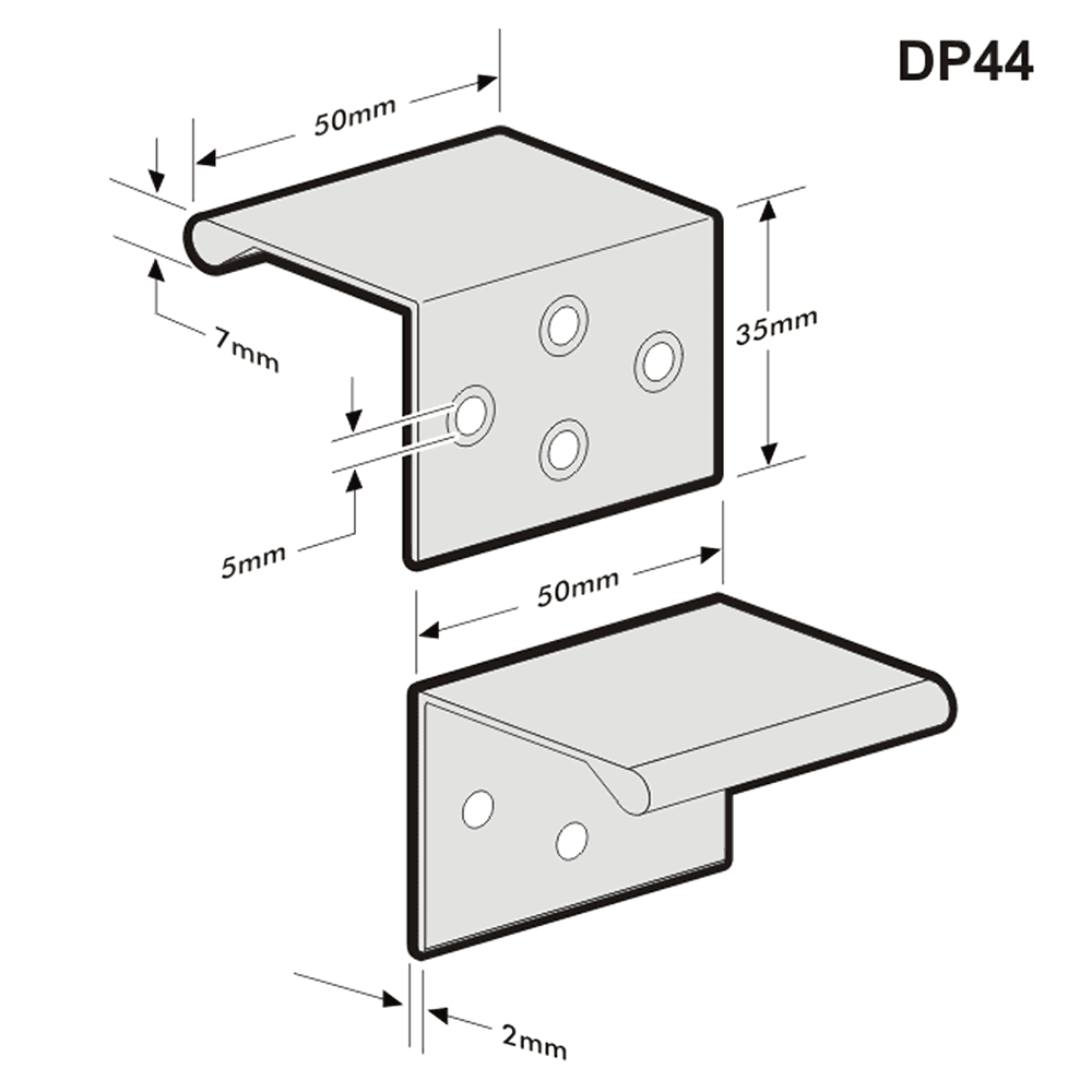 Epco 50mm Edge Pull in Polished Chrome - Side View