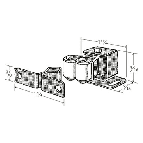 5041 Double Roller Catch with Strike Plate/Screws, Zinc Plated - Alt Image 1