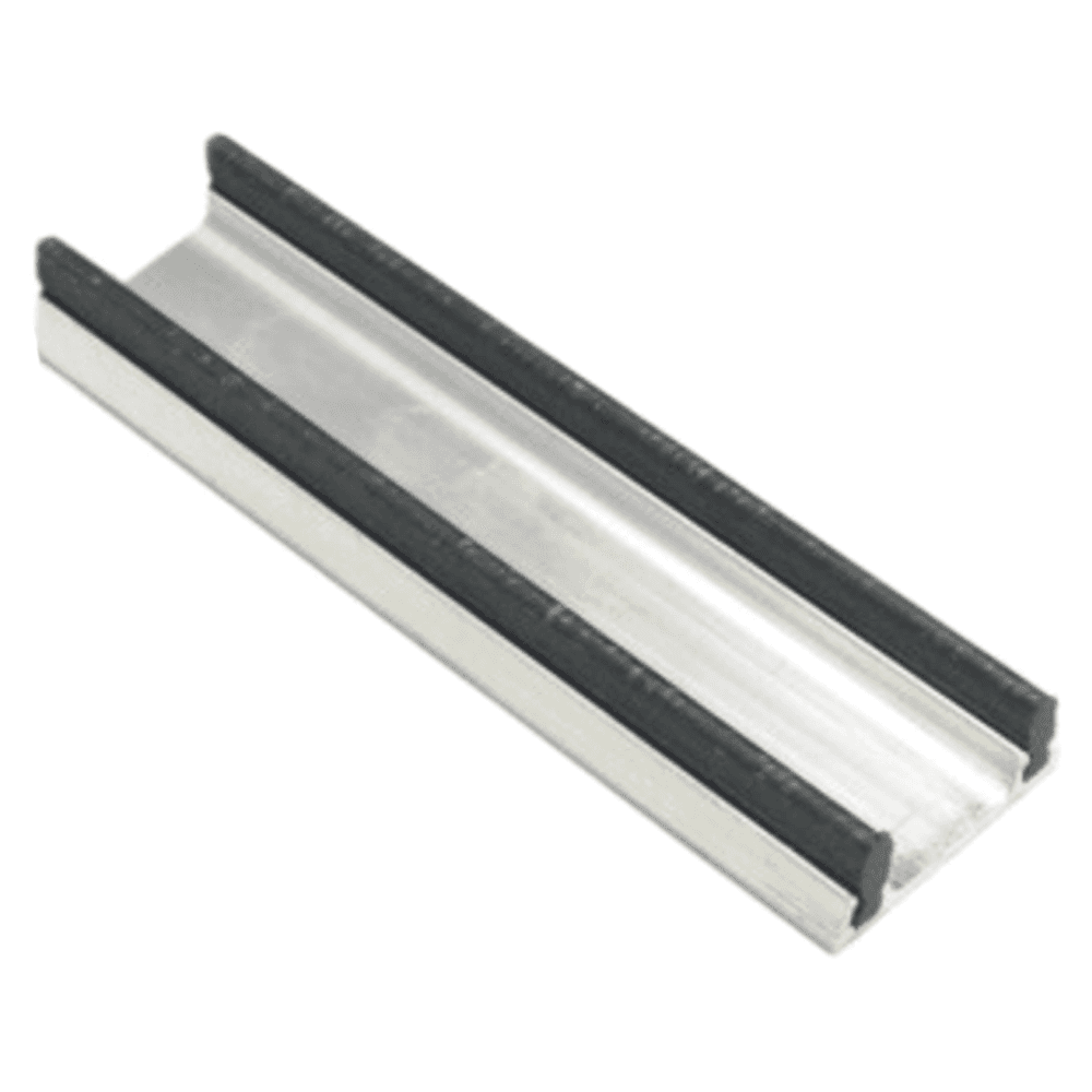 Aluminum Track for Bypassing Doors - Extruded Aluminum with Black Fiber Inserts - 6" Intervals