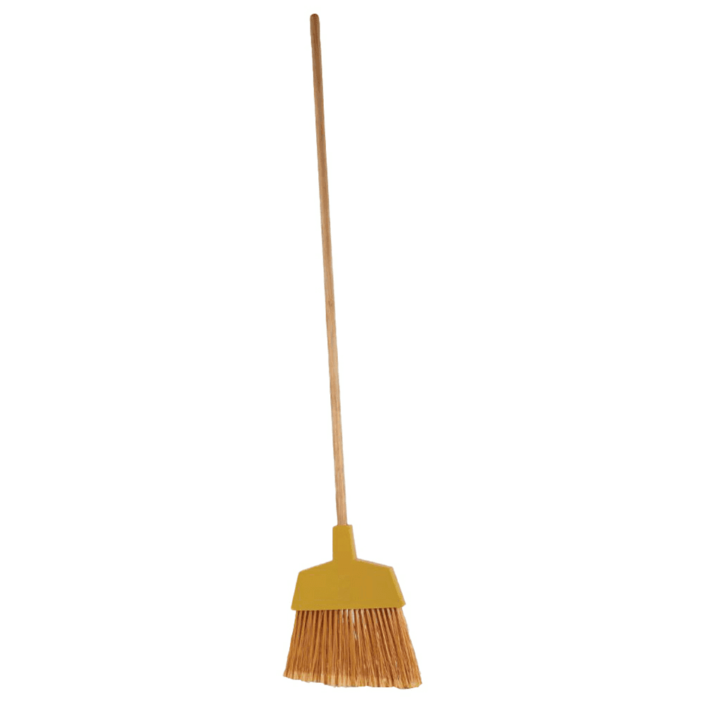 Boardwalk 53" Angler Broom with Wood Handle, Yellow Main - Image