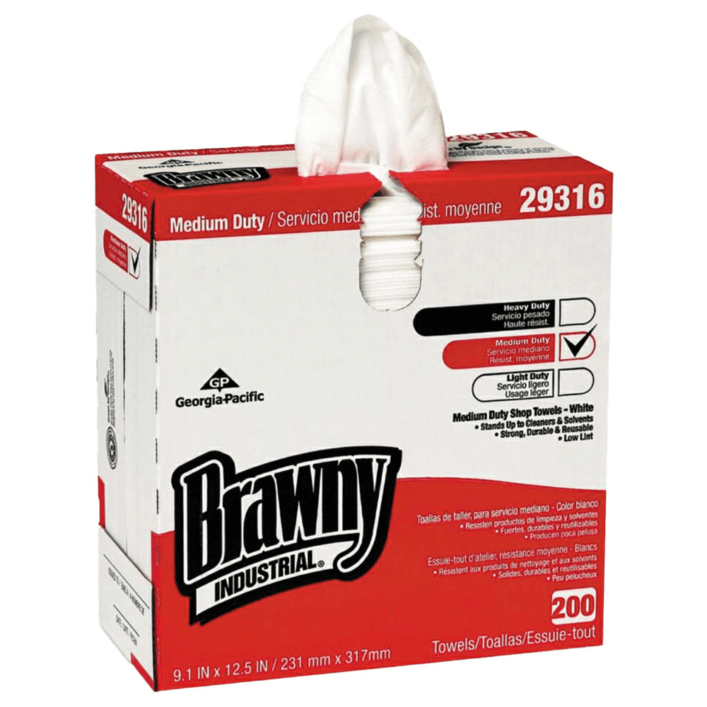 Brawny Lightweight Disposable Shop Towel, 9-3/32" x 12-1/2" (200/Box) Main - Image