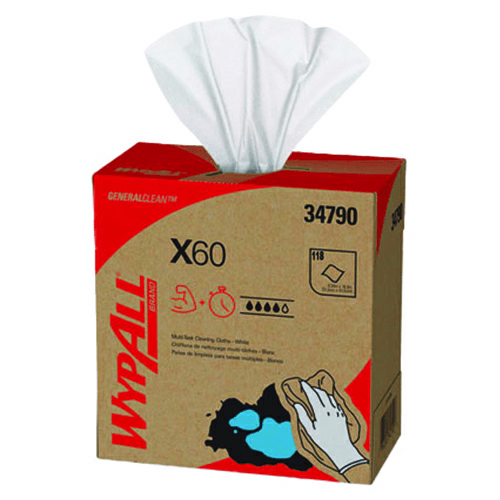WypAll General Clean X60 Cloth, White, 8-11/32" x 16-51/64" (10 Box/Case) Main - Image