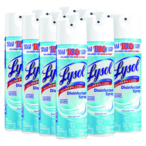Lysol Crisp Linen Scent Disinfectant Spray, 19 oz Aerosol Spray (12/Box) Main - Image