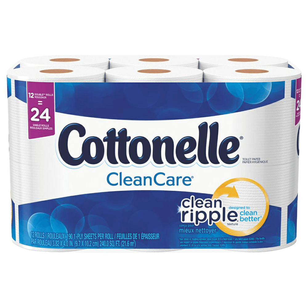 Cottonelle 1-Ply Clean Care Septic Safe Bathroom Tissue, White (12 Roll/Pack) Main - Image