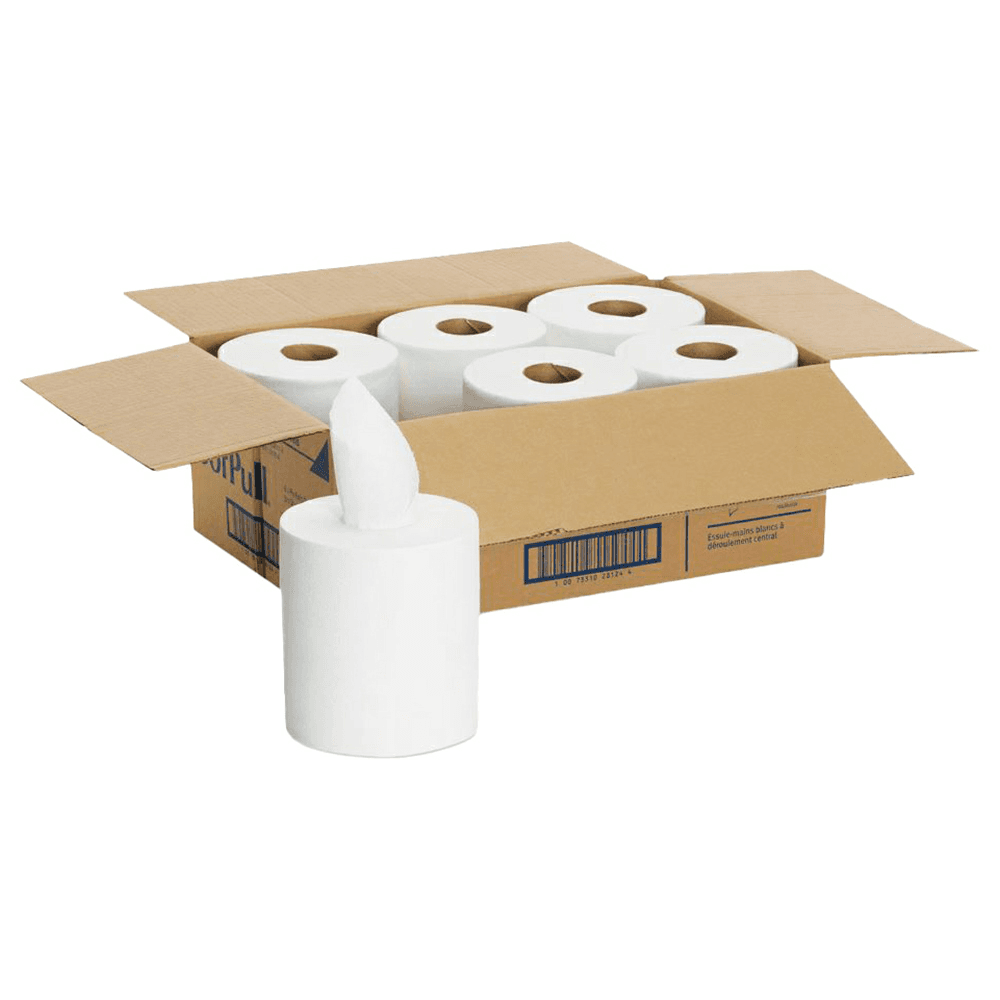 SofPull 1-Ply Center-Pull Perforated Paper Towel, White, 7-51/64" x 15" (6 Roll/Box) Main - Image