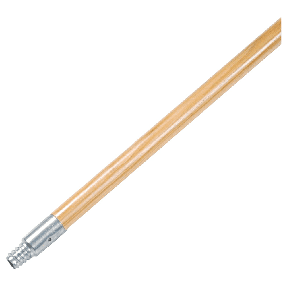 Boardwalk 60" Metal Tip Threaded Hardwood Broom Handle, Natural Main - Image