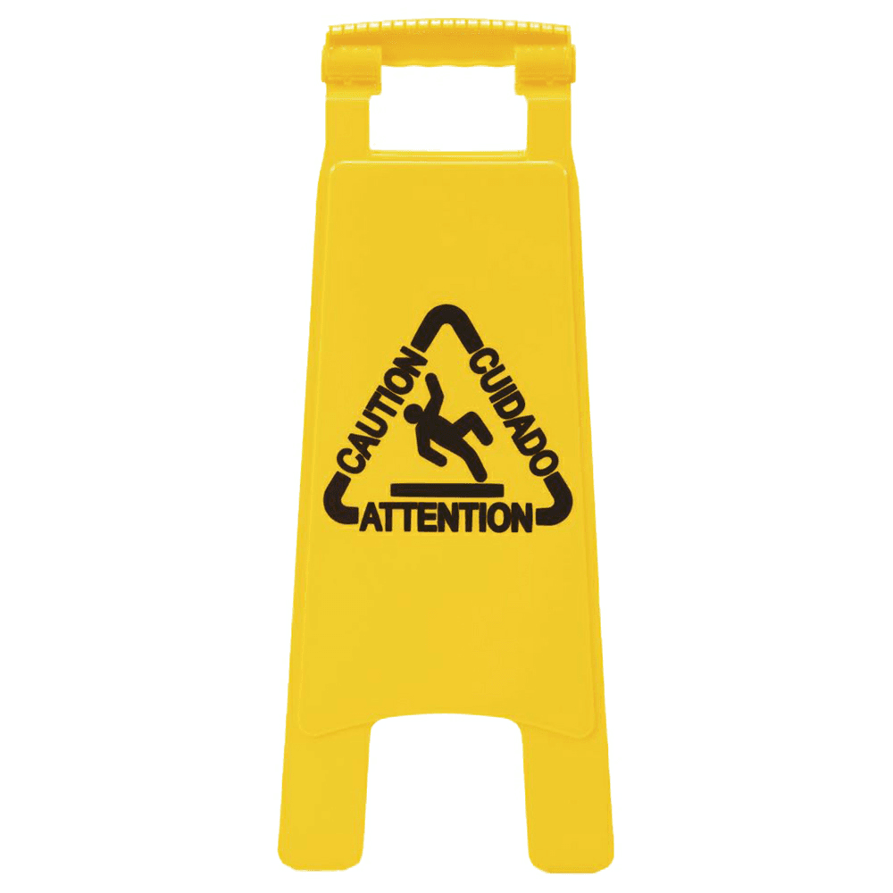 Boardwalk 10" x 2" x 26" 2-Sided Safety Wet Floor Sign, Yellow Main - Image