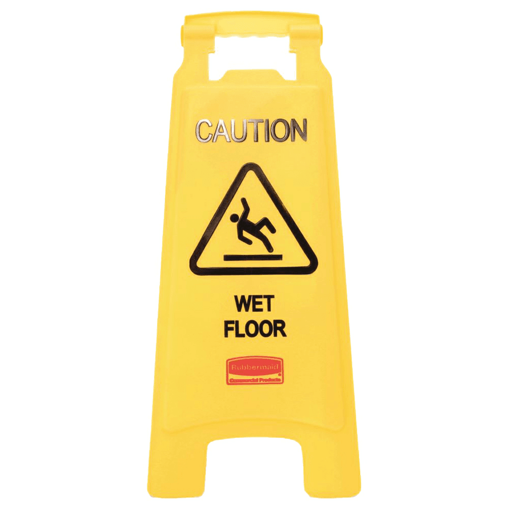 Rubbermaid 11" x 12" x 25" Caution Wet Floor Sign, Bright Yellow Main - Image