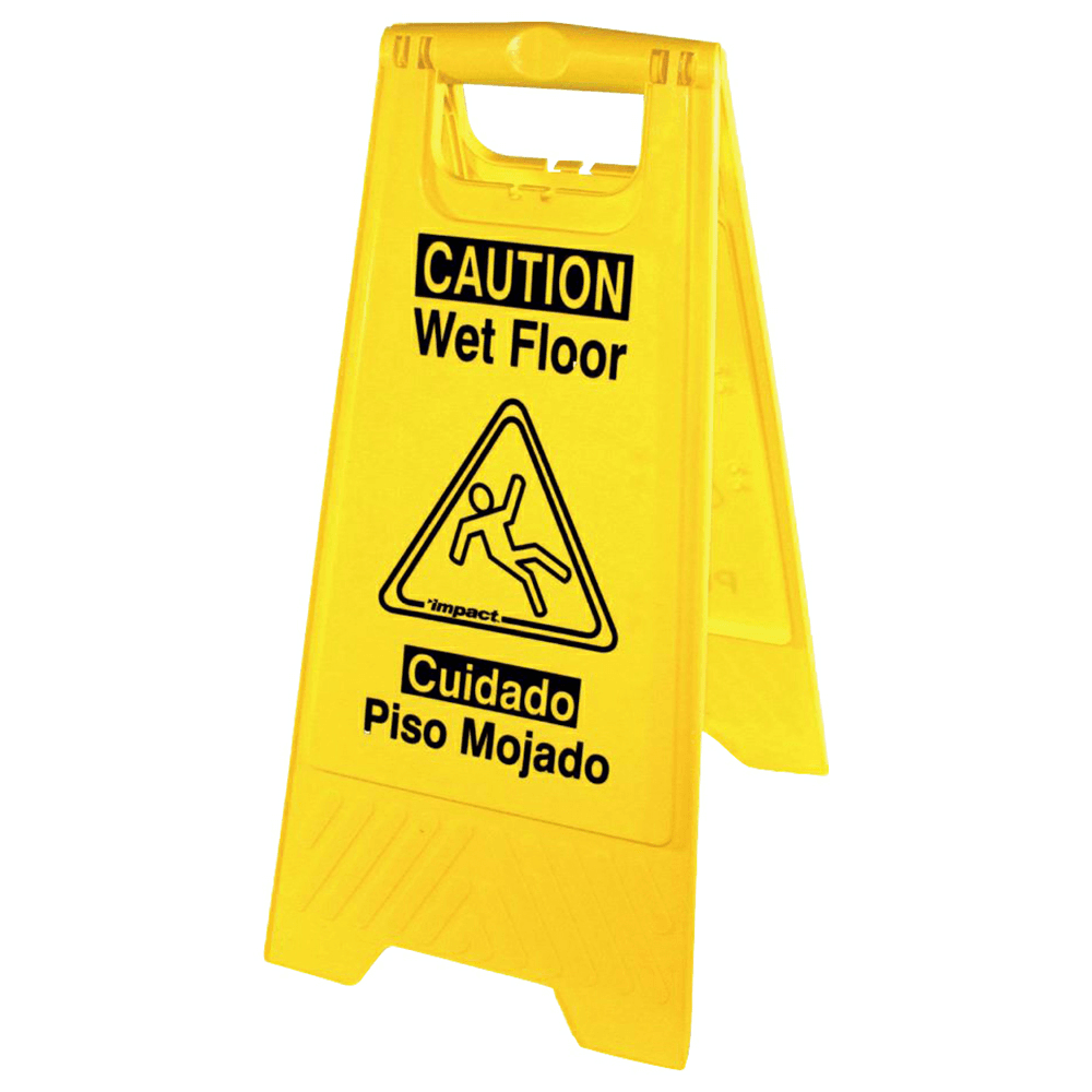 Impact 12-1/2" X 1-35/64" X 24-19/64" Caution Wet Floor Sign, Yellow  Main - Image