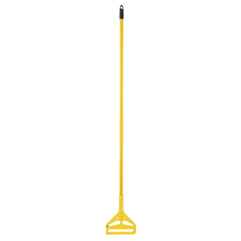 Boardwalk 60" Quick Change Side-Latch Plastic Mop Head Handle, Yellow Main - Image