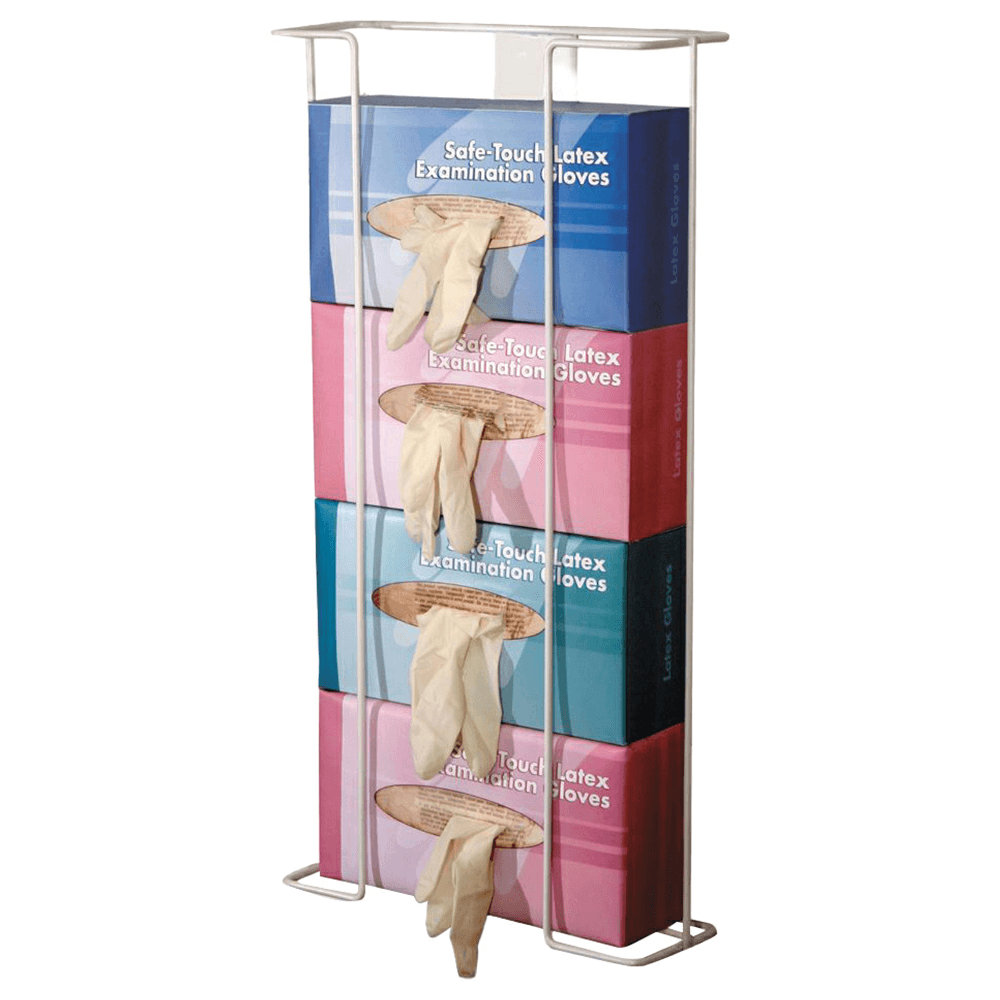11" x 4" x 22" Horizontal Wire Wall-Mount Glove Box Holder, White (4/Box) Main - Image