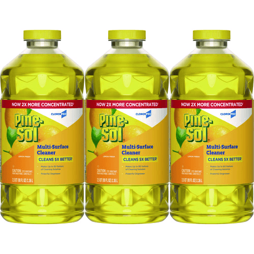 Pine-Sol Lemon Fresh Scent Cleaner Concentrate, 80 oz Bottle (3/Box) Main - Image