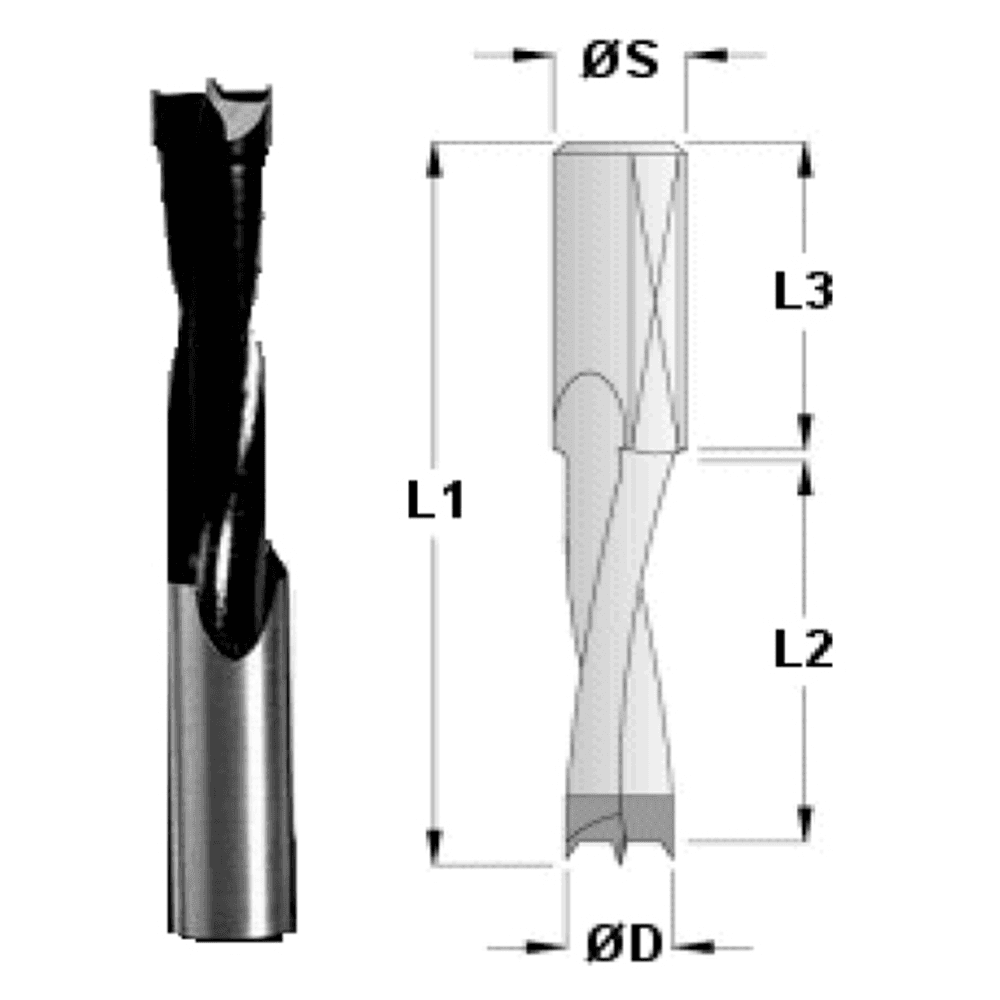 10mm x 70mm Brad Point Boring Bit, Right Hand, 10mm Shank - Alt Image 1