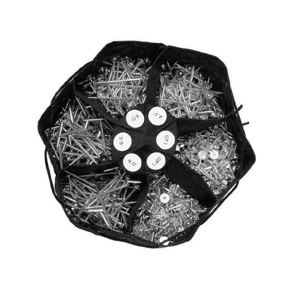 Fastcap Flex Screw Bag in Black with Writable Tabs for Organizing Screws
