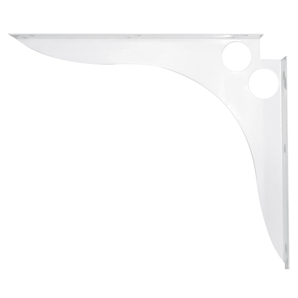 Close-up of Fastcap 15" x 18" SpeedBrace Shelf Bracket in White Finish