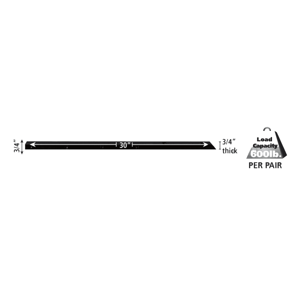 30" Stealth SpeedBrace in Black - Supports up to 300 lbs - Powder Coated Steel - Countersunk Screw Holes - Fastcap
