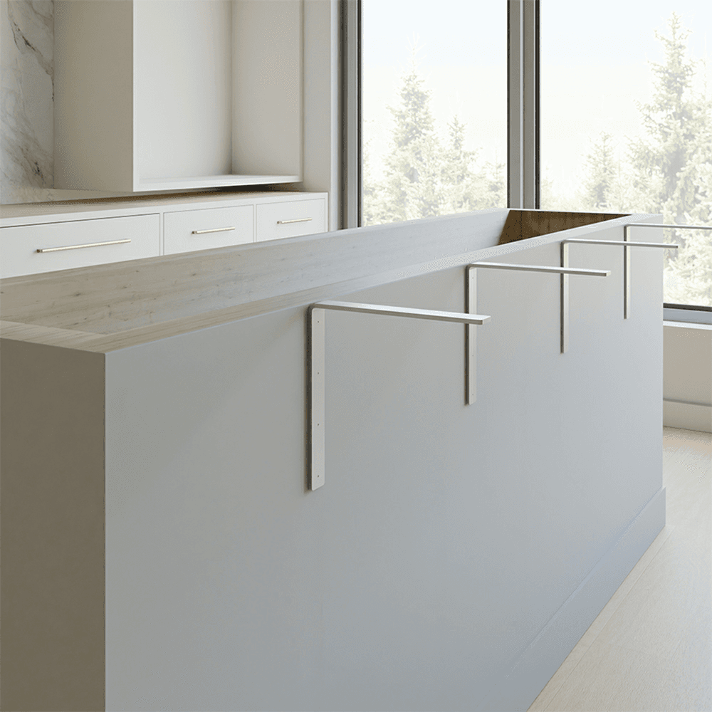 8" x 8" Freedom Hidden Countertop Bracket, Flat White Finish Alt 3 - Image