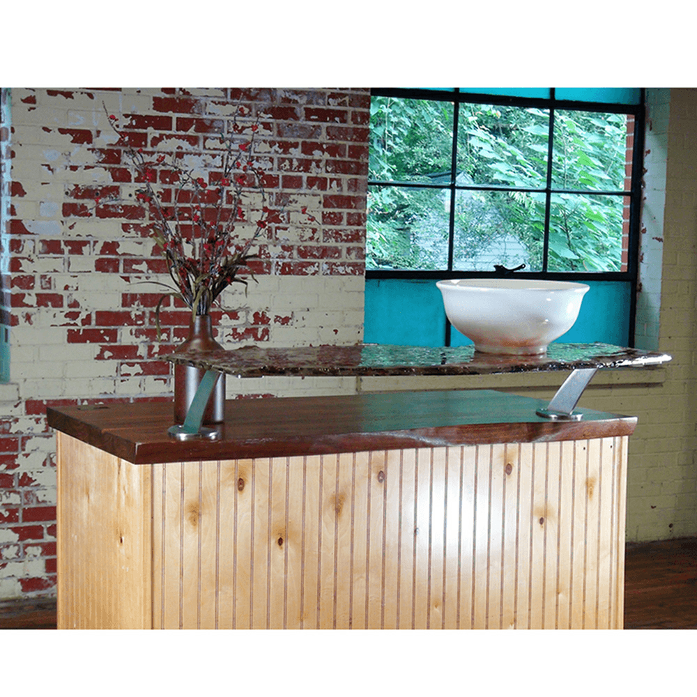 2" x 10" Perrine Counter Mounted Bar Support, Black Finish Alt 1 - Image