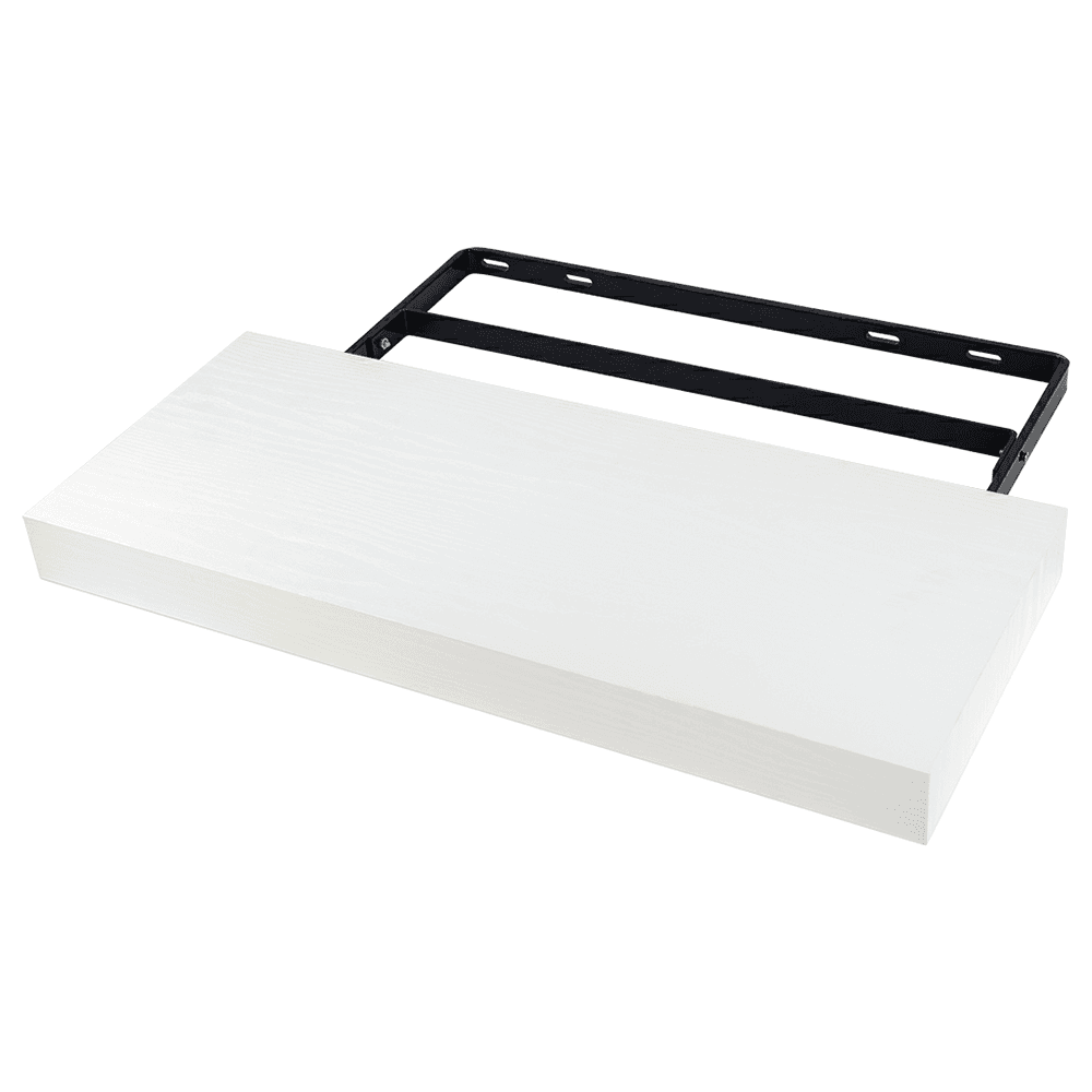 10" x 24" Low Profile Floating Shelf System, White Finish Main - Image