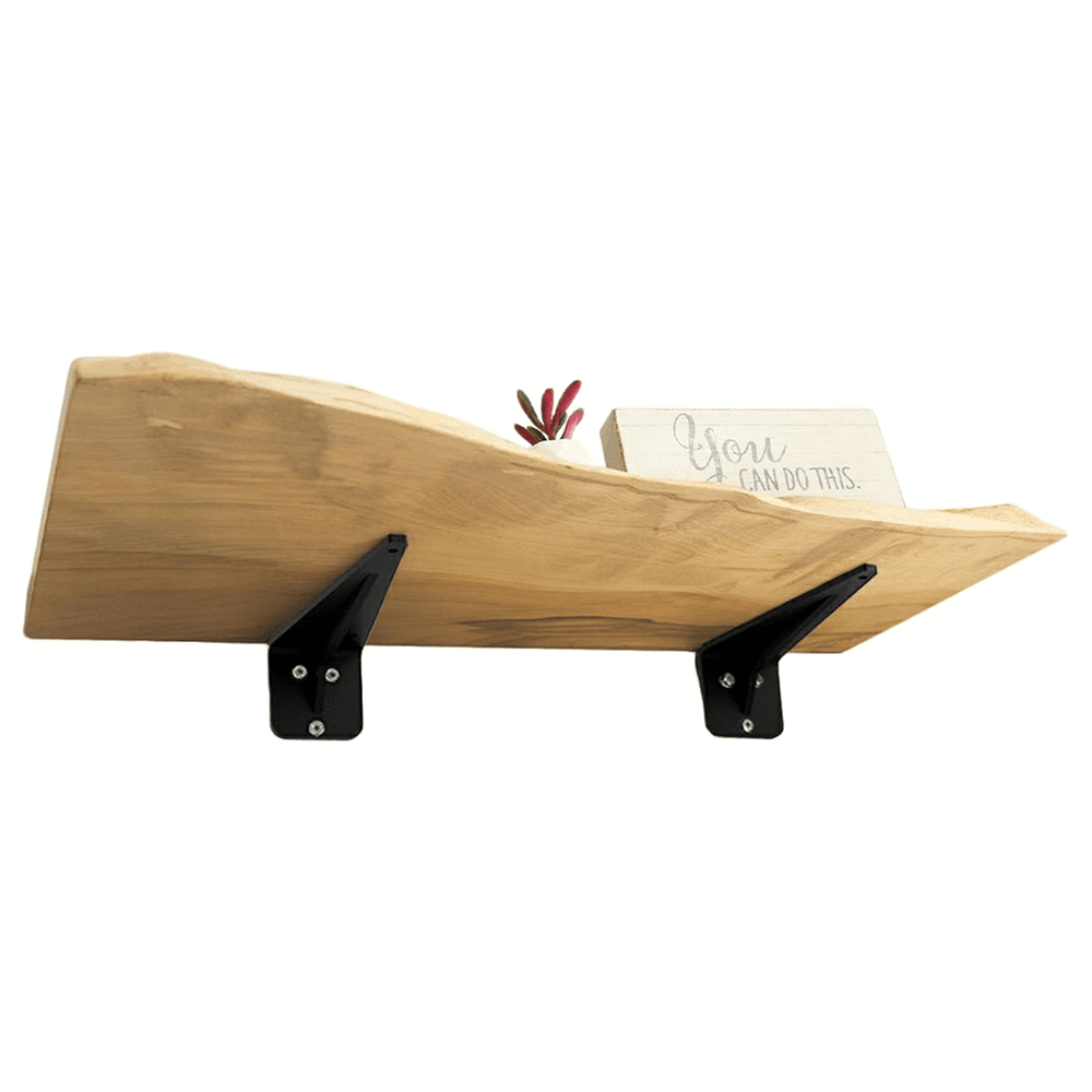 2-1/4" x 12" x 24" Live Edge Wall Shelf with Modern Bracket, Maple Alt 1 - Image