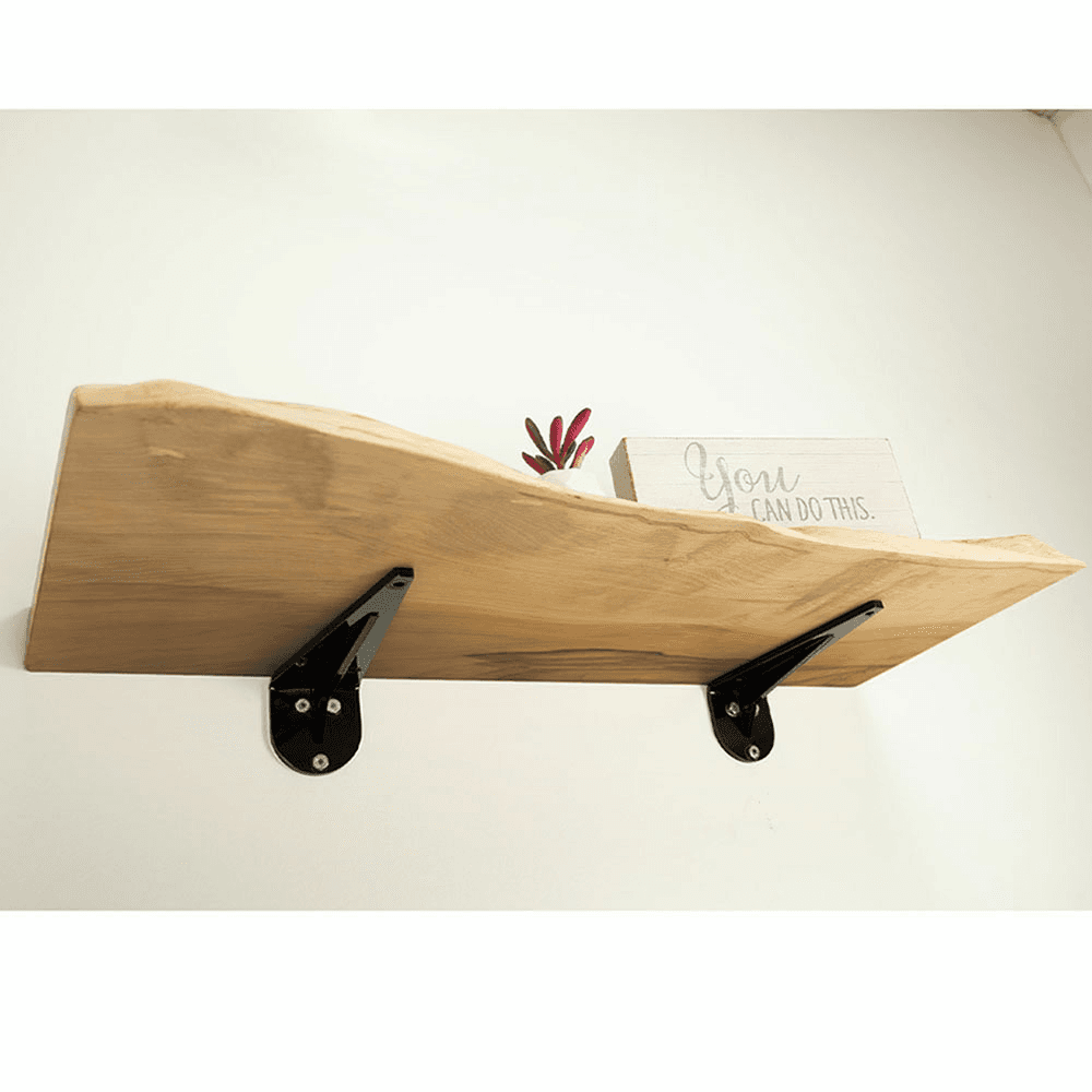 2-1/4" x 12" x 30" Live Edge Wall Shelf with Radial Bracket, Maple Alt 1 - Image