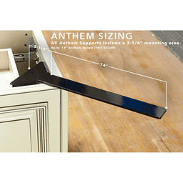 14" x 2" Anthem Hidden Corner Overhang Support, Black Finish Alt 3 - Image