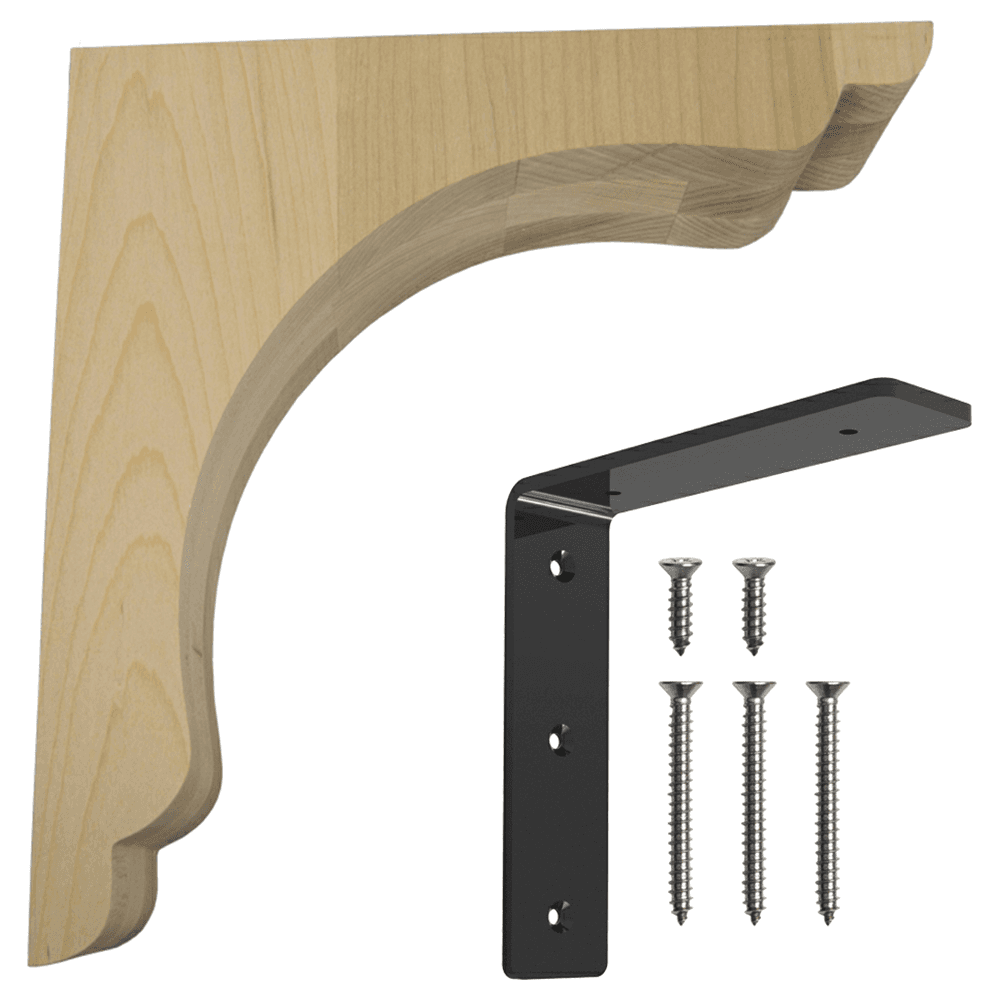10" x 10" Corbel Scalloped Overhang Bar Bracket, Unfinished Alt 1 - Image
