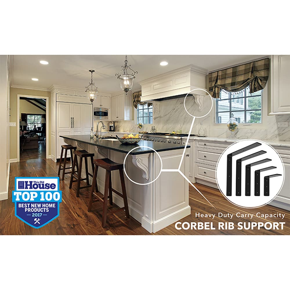 8" x 8" Corbel Rib Support, Black Finish Alt 2 - Image