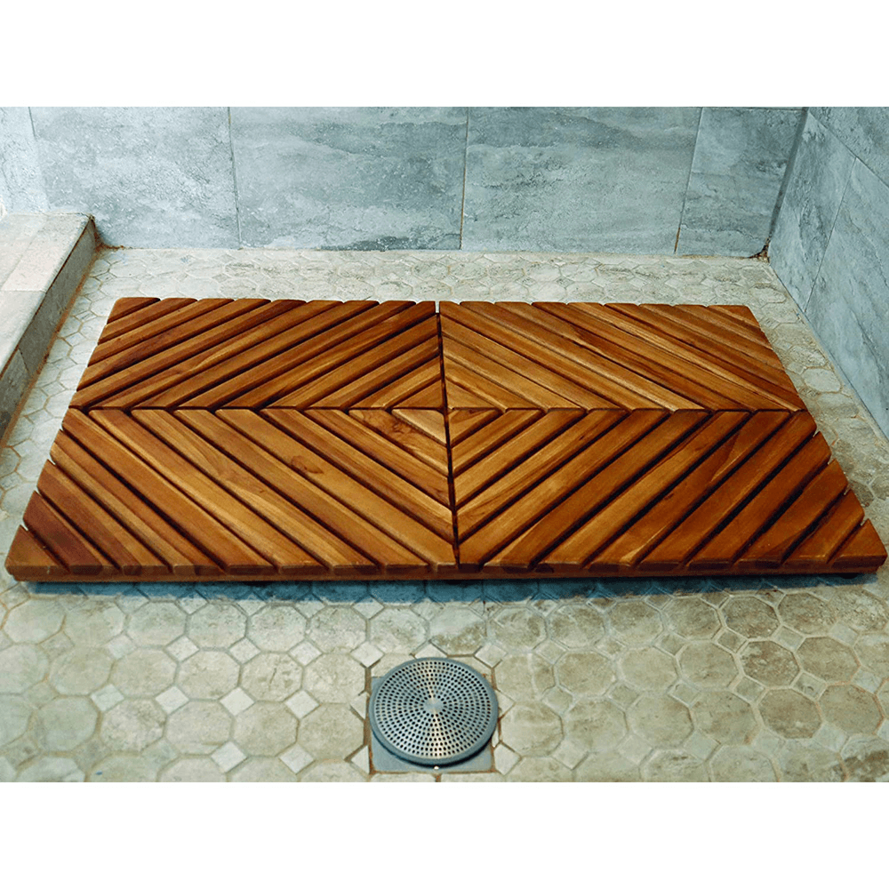 35-1/2" Radial Teak Bath Mat Alt 1 - Image