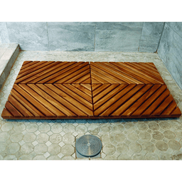 35-1/2" Radial Teak Bath Mat Alt 1 - Image