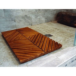 35-1/2" Radial Teak Bath Mat Alt 2 - Image