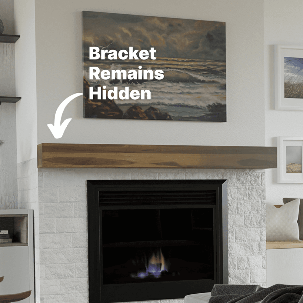 58" x 4-1/2" Floating Fireplace Mantel Bracket, Flat Black Finish Alt 1 - Image