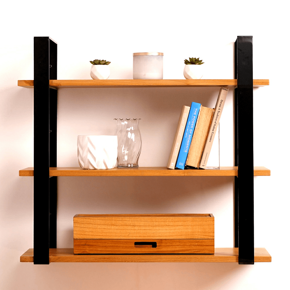 32" Shelf Insert, Teak Finish Alt 1 - Image