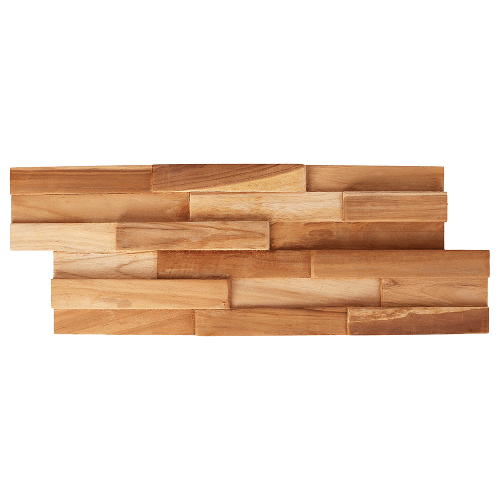 Native 3D Teak Wood Wall Panel, 3/4" Thick 7" x 21-1/4" (12/Pack) Main - Image