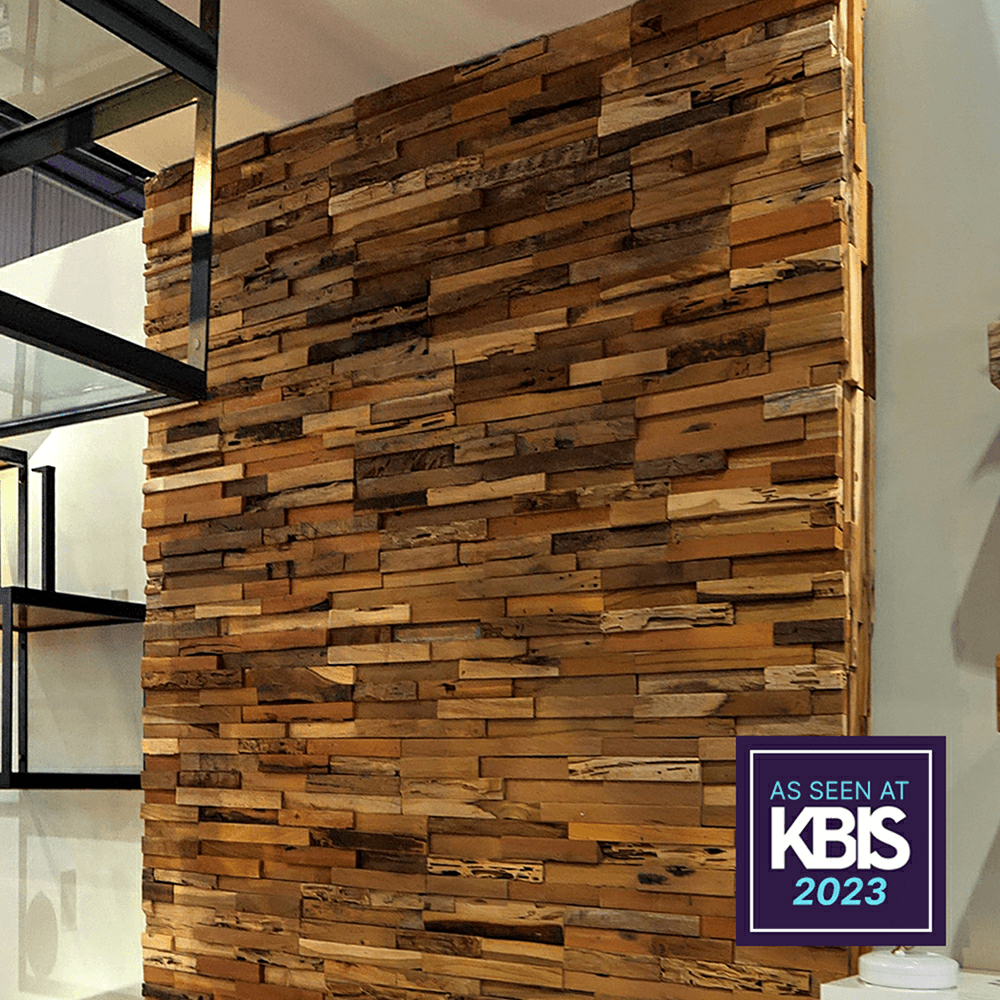 Native 3D Teak Wood Wall Panel, 3/4" Thick 7" x 21-1/4" (24/Pack) Alt 3 - Image
