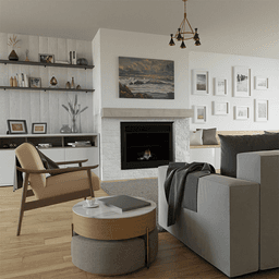 6" x 48" Floating Fireplace Mantel Kit, Arctic Groovz Finish Alt 2 - Image
