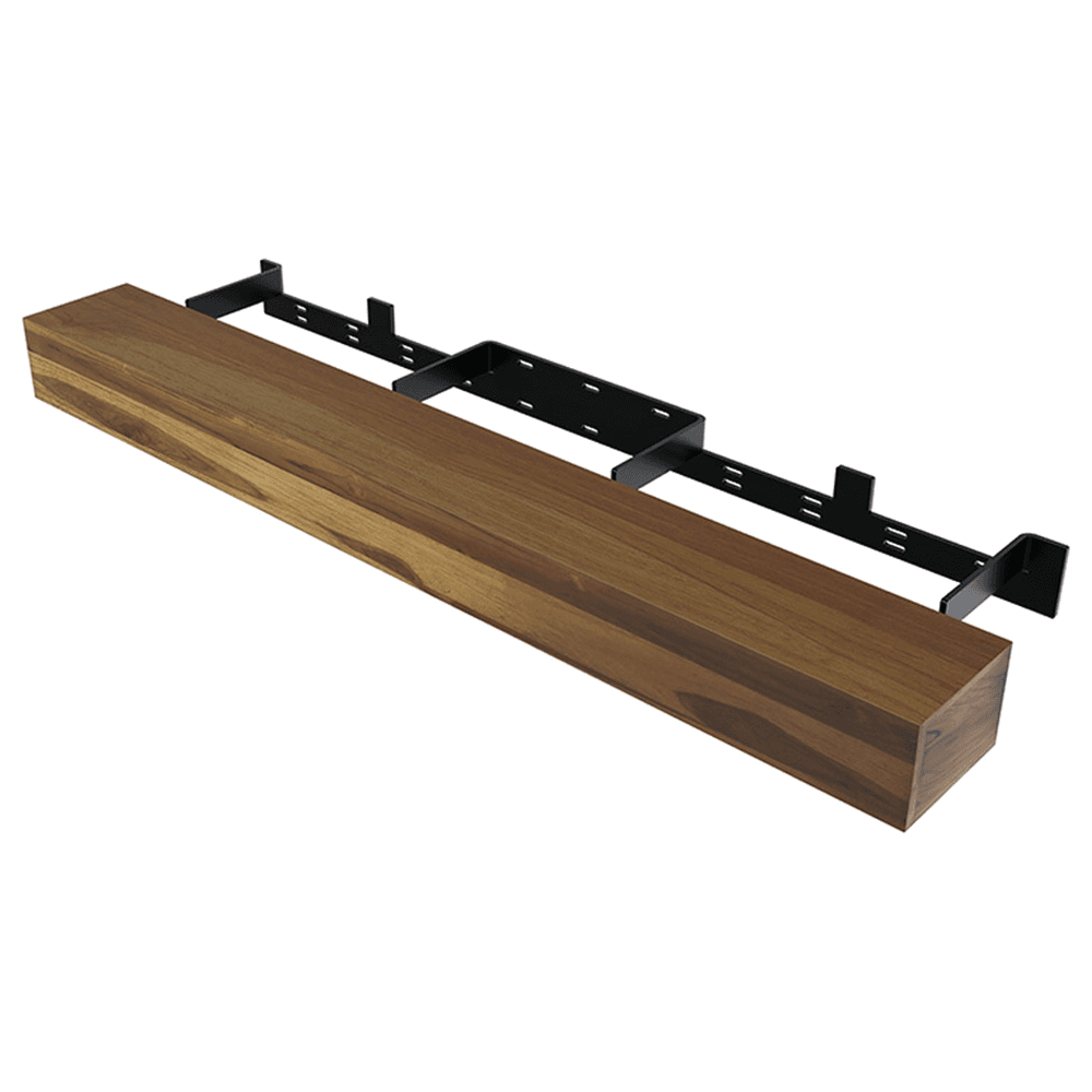 6" x 60" Floating Fireplace Mantel Kit, Teak Finish Main - Image