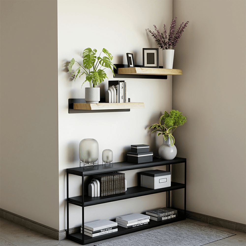 6" x 27-1/2" Accent Floating Shelf Bracket, Black Finish Alt 2 - Image