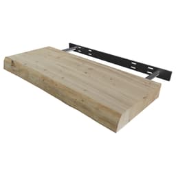 9" - 12" x 24" Live Edge Floating Shelf, Hickory Finish Alt 1 - Image