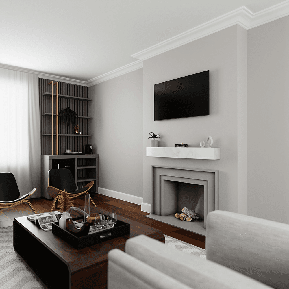 6" x 60" Floating Mantel Kit, Black Marbled Finish Alt 2 - Image