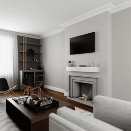 6" x 60" Floating Mantel Kit, White Marbled Finish Alt 1 - Image