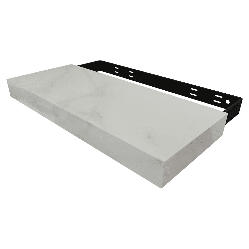 10" x 23" Porcelain Floating Shelve, Black Marbled Finish Alt 1 - Image