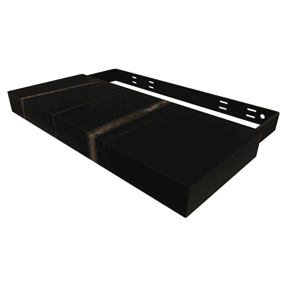 10" x 23" Porcelain Floating Shelve, Black Marbled Finish Main - Image