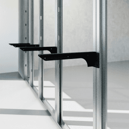 19" x 3" Double Metal Stud Front Left Hand Flange Bracket, Black Finish Alt 1 - Image