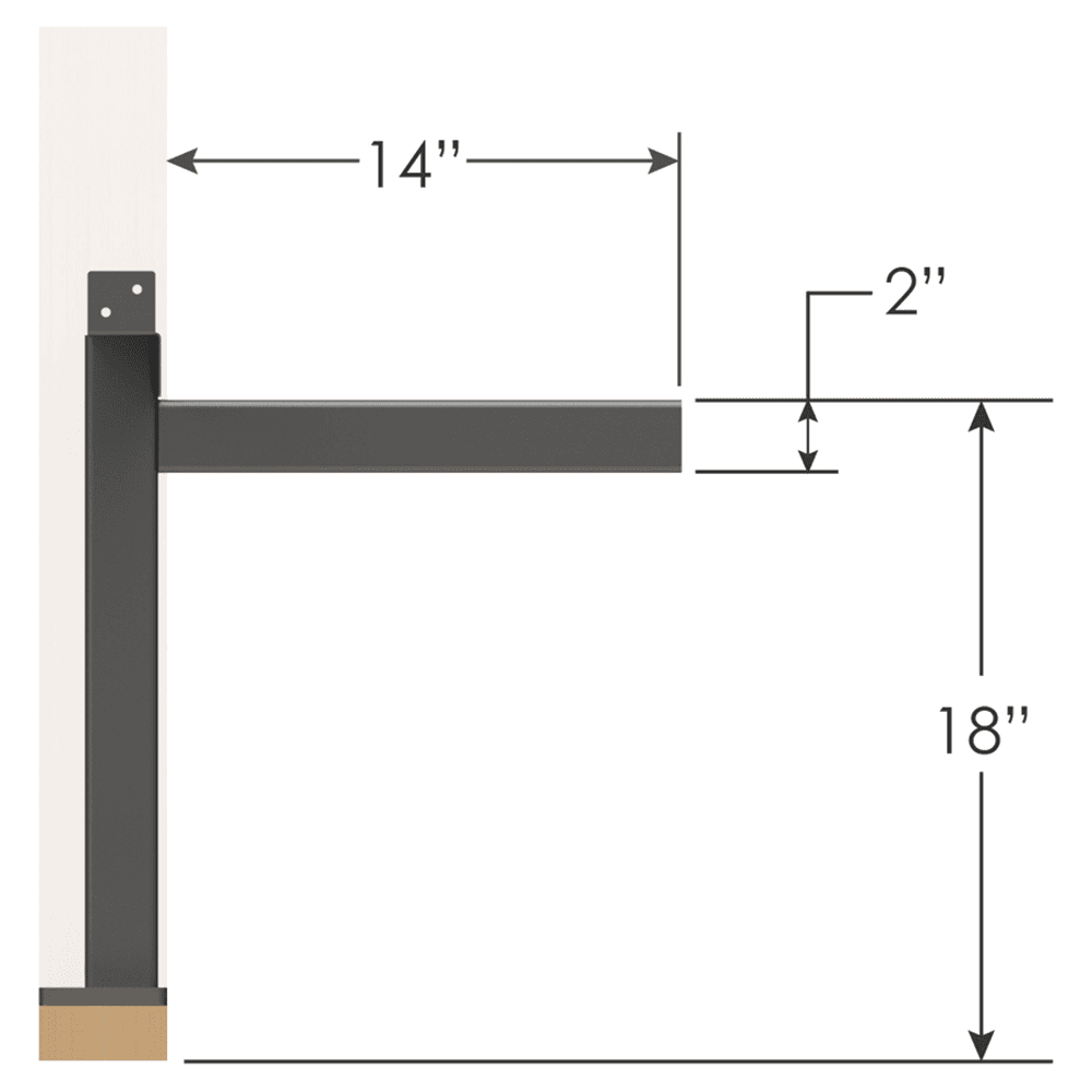 6" x 17-1/2" Americus Floating Bench Bracket, Steel Alt 2 - Image