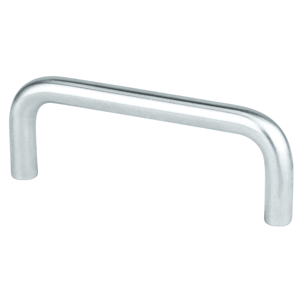 Berenson Hardware 3" Zurich Wire Pull, Brushed Chrome in a modern kitchen setting