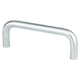 Berenson Hardware 3" Zurich Wire Pull, Brushed Chrome in a modern kitchen setting