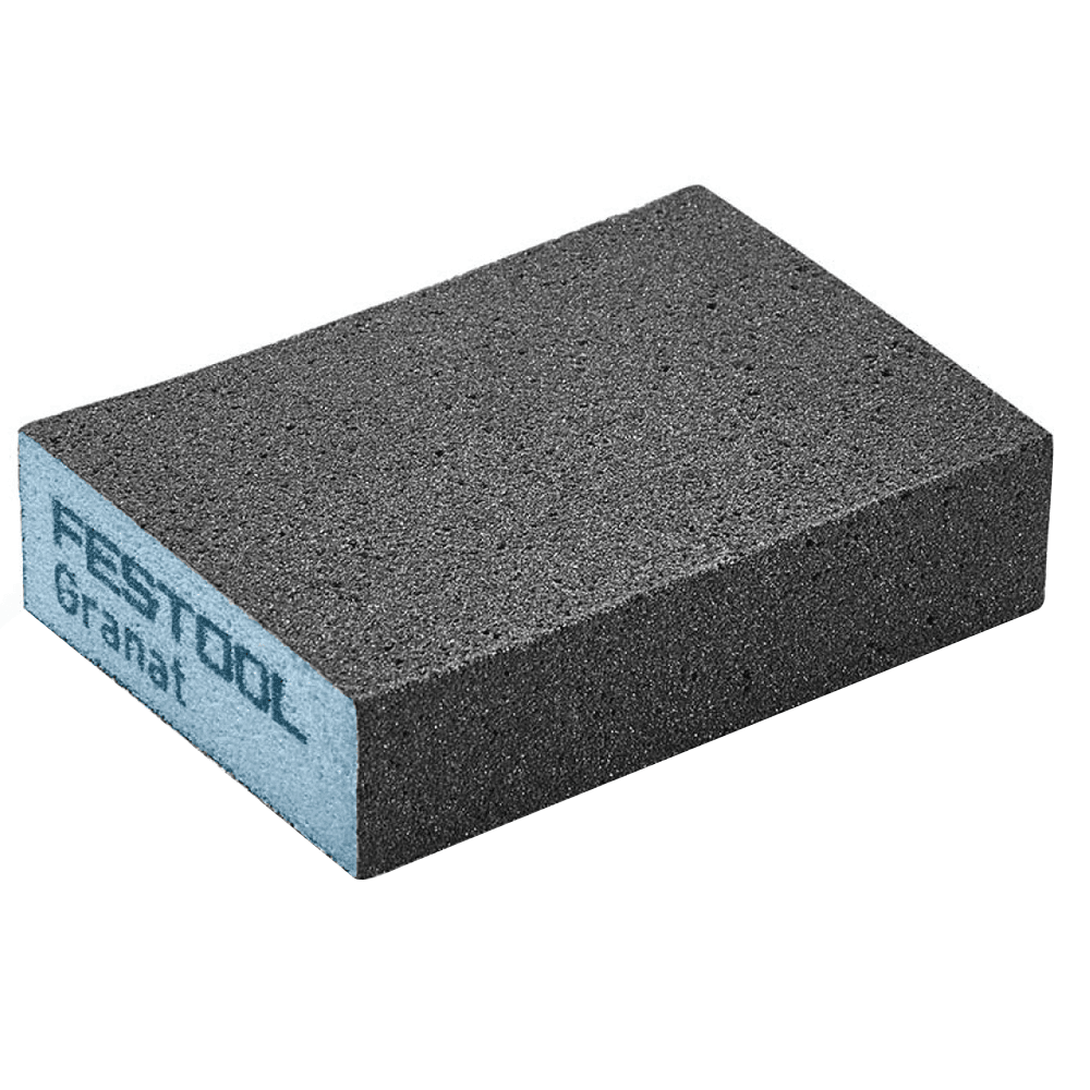 60 Grit 4-Sided Granat Sanding Sponge, 3-55/64" x 2-23/32" x 1-1/32 - Main Image