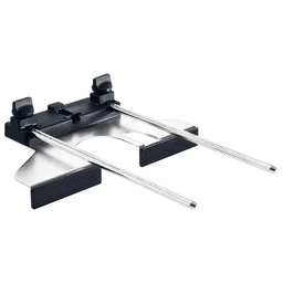Close-up of Festool OF 1010 Edge Guide attachment with optional chip guard for efficient dust extraction